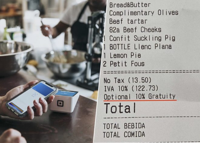 Un concepto es cada vez más común en los tickets de los restaurantes españoles: la propina «opcional» del 10%